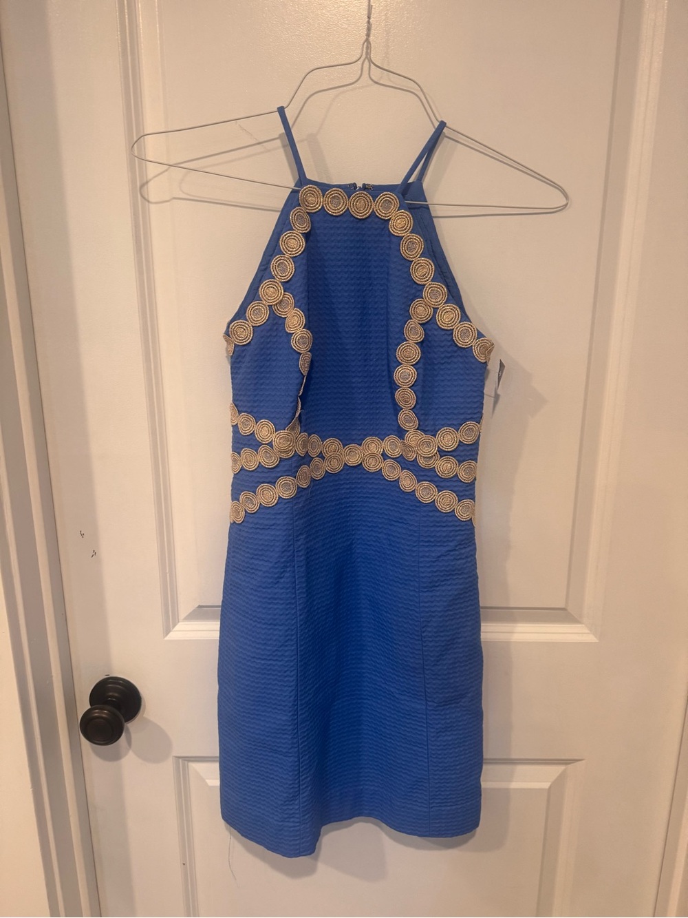 Lilly Pulitzer Cobalt Blue Halter Mini with Gold Rosette Detail